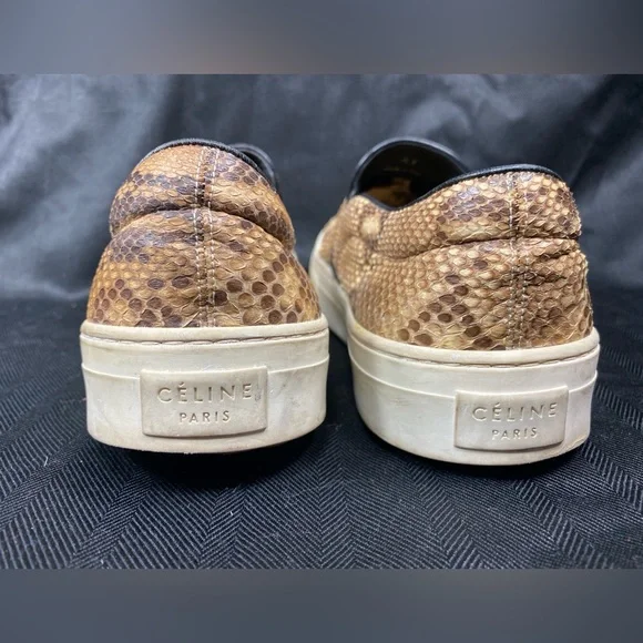Celine Python Snakeskin Slip-on Sneakers Skater Almond Toe - Picture 6 of 14